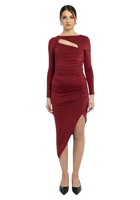 Abito asimmetrico in jersey lucido VALENTINA RIO | Abiti | V1799/01575